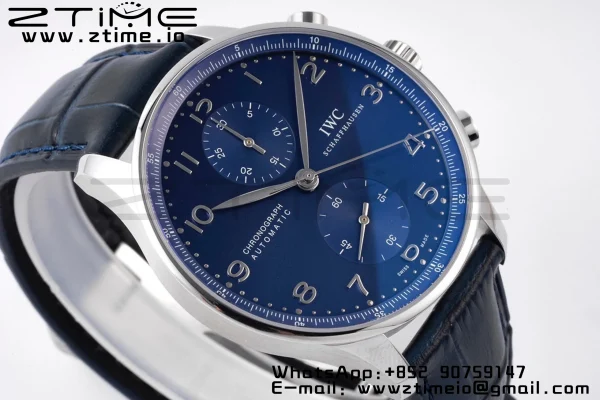IWC Portuguese Chrono IW371491 ZF 1:1 Best Edition Blue Dial on Blue Leather Strap DD7750 - Super Clone Watch | 1:1 Best Version