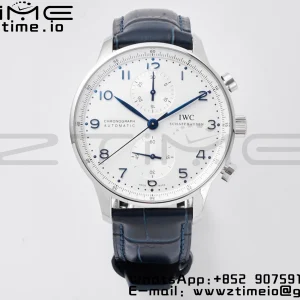 IWC Portuguese Chrono IW371446 ZF 1:1 Best Edition White Dial on Blue Leather Strap DD7750 - Super Clone Watch | 1:1 Best Version