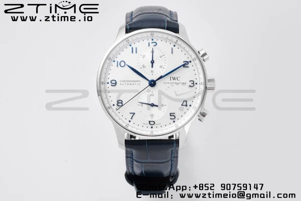 IWC Portuguese Chrono IW371446 ZF 1:1 Best Edition White Dial on Blue Leather Strap DD7750 - Super Clone Watch | 1:1 Best Version