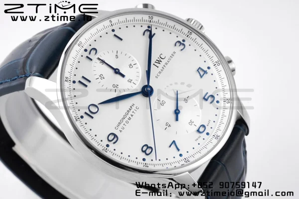 IWC Portuguese Chrono IW371446 ZF 1:1 Best Edition White Dial on Blue Leather Strap DD7750 - Super Clone Watch | 1:1 Best Version