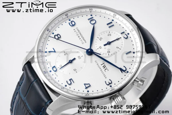 IWC Portuguese Chrono IW371446 ZF 1:1 Best Edition White Dial on Blue Leather Strap DD7750 - Super Clone Watch | 1:1 Best Version