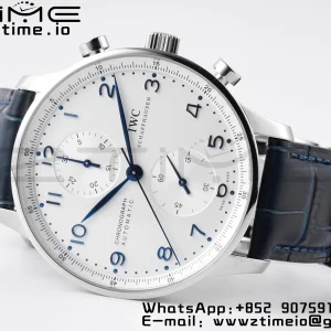IWC Portuguese Chrono IW371446 ZF 1:1 Best Edition White Dial on Blue Leather Strap DD7750 - Super Clone Watch | 1:1 Best Version