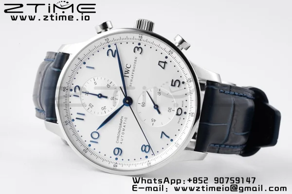 IWC Portuguese Chrono IW371446 ZF 1:1 Best Edition White Dial on Blue Leather Strap DD7750 - Super Clone Watch | 1:1 Best Version