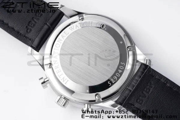 IWC Portoghese Chrono IW371447 ZF 1:1 Best Edition Quadrante nero su cinturino in pelle nera DD7750 - Orologio Super Clone | 1:1 Best Version
