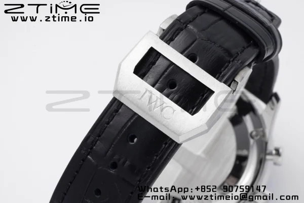 IWC Portoghese Chrono IW371447 ZF 1:1 Best Edition Quadrante nero su cinturino in pelle nera DD7750 - Orologio Super Clone | 1:1 Best Version