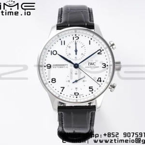 Portugieser Chronograph Edition “150 Years” IW371602 ZF 1:1 Best Edition  White Dial on Black Leather Strap A69355 - Super Clone Watch | 1:1 Best Version