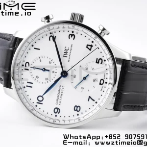 Portugieser Chronograph Edition “150 Years” IW371602 ZF 1:1 Best Edition  White Dial on Black Leather Strap A69355 - Super Clone Watch | 1:1 Best Version