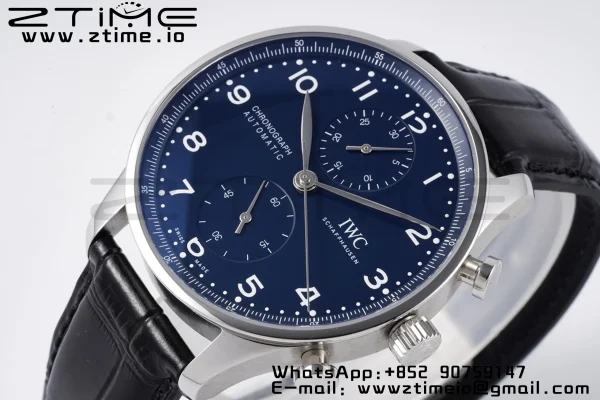 ポルトギーゼ・クロノグラフ "150イヤーズ" IW371601 ZF 1:1 ベスト・エディション ブルーダイアル ブラックレザーストラップ A69355 - スーパークローン・ウォッチ｜1:1 ベスト・バージョン