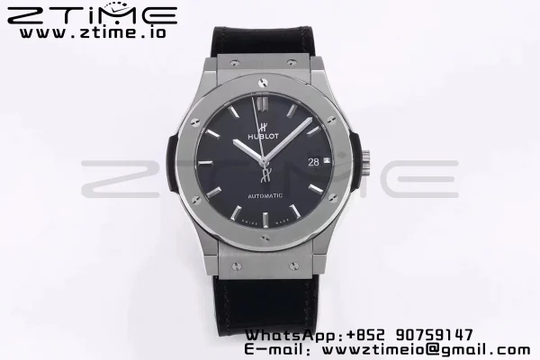 HUBLOT Classic Fusion 45mm 511.NX.1171.LR Titanium WWF 1:1 Best Edition Black Dial on Black Gummy Strap A2892 - Super Clone Watch | 1:1 Best Version