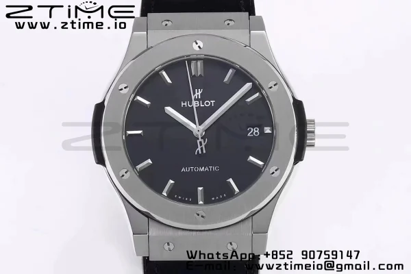 HUBLOT Classic Fusion 45mm 511.NX.1171.LR Titanium WWF 1:1 Best Edition Black Dial on Black Gummy Strap A2892 - Super Clone Watch | 1:1 Best Version