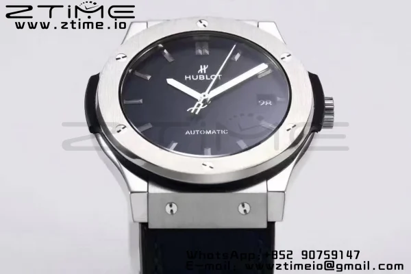 HUBLOT Classic Fusion 45mm 511.NX.1171.LR Titanium WWF 1:1 Best Edition Black Dial on Black Gummy Strap A2892 - Super Clone Watch | 1:1 Best Version