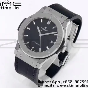 HUBLOT Classic Fusion 45mm 511.NX.1171.LR Titanium WWF 1:1 Best Edition Black Dial on Black Gummy Strap A2892 - Super Clone Watch | 1:1 Best Version