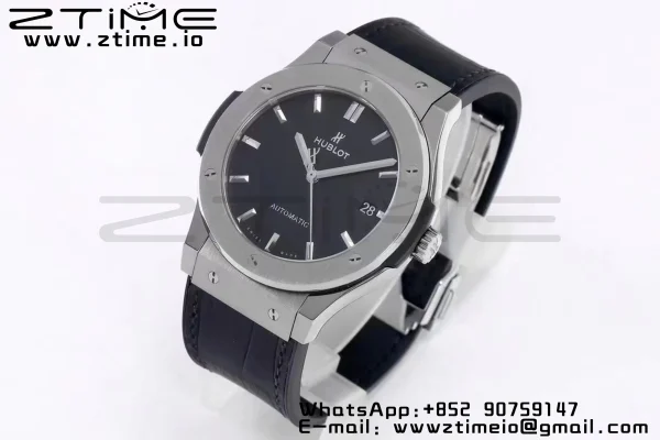 HUBLOT Classic Fusion 45mm 511.NX.1171.LR Titanium WWF 1:1 Best Edition Black Dial on Black Gummy Strap A2892 - Super Clone Watch | 1:1 Best Version