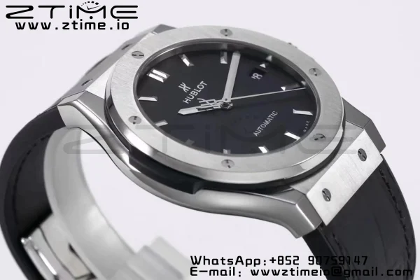 HUBLOT Classic Fusion 45mm 511.NX.1171.LR Titanium WWF 1:1 Best Edition Black Dial on Black Gummy Strap A2892 - Super Clone Watch | 1:1 Best Version