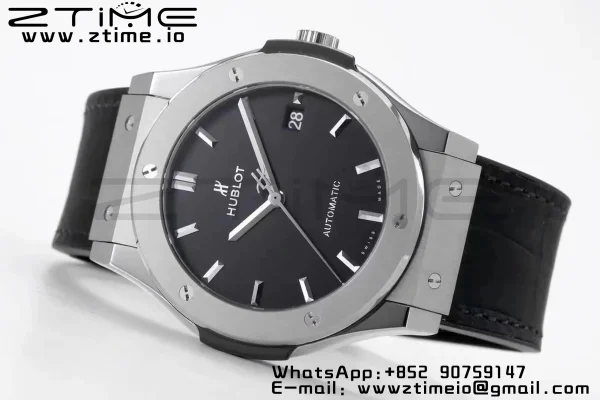 HUBLOT Classic Fusion 45mm 511.NX.1171.LR Titanium WWF 1:1 Best Edition Black Dial on Black Gummy Strap A2892 - Super Clone Watch | 1:1 Best Version