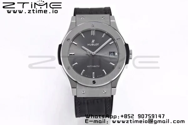HUBLOT Classic Fusion 45mm 511.NX.7071.LR Titanium WWF 1:1 Best Edition Gray Dial on Gray Gummy Strap A2892 - Super Clone Watch | 1:1 Best Version
