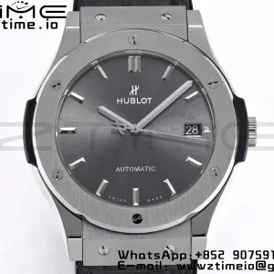 HUBLOT Classic Fusion 45mm 511.NX.7071.LR Titanium WWF 1:1 Best Edition Gray Dial on Gray Gummy Strap A2892 - Super Clone Watch | 1:1 Best Version