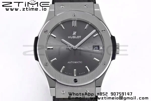 HUBLOT Classic Fusion 45mm 511.NX.7071.LR Titanium WWF 1:1 Best Edition Gray Dial on Gray Gummy Strap A2892 - Super Clone Watch | 1:1 Best Version
