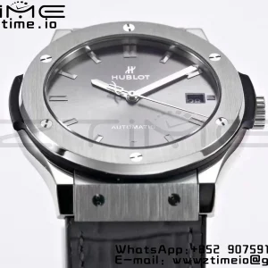 HUBLOT Classic Fusion 45mm 511.NX.7071.LR Titanium WWF 1:1 Best Edition Gray Dial on Gray Gummy Strap A2892 - Super Clone Watch | 1:1 Best Version