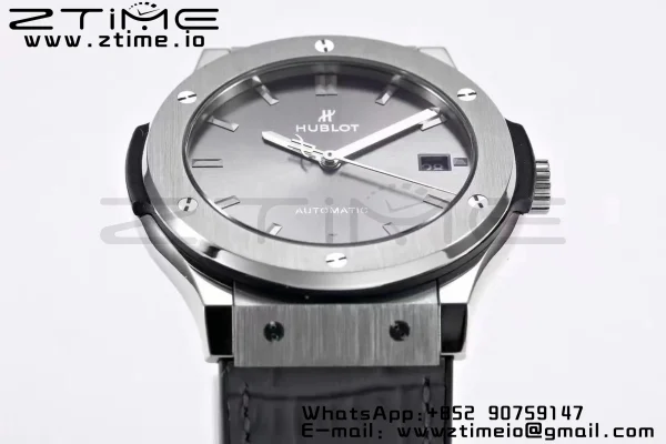 HUBLOT Classic Fusion 45mm 511.NX.7071.LR Titanium WWF 1:1 Best Edition Gray Dial on Gray Gummy Strap A2892 - Super Clone Watch | 1:1 Best Version