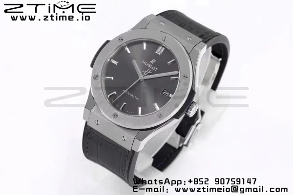 HUBLOT Classic Fusion 45mm 511.NX.7071.LR Titanium WWF 1:1 Best Edition Gray Dial on Gray Gummy Strap A2892 - Super Clone Watch | 1:1 Best Version