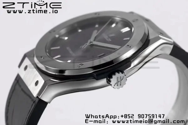 HUBLOT Classic Fusion 45mm 511.NX.7071.LR Titanium WWF 1:1 Best Edition Gray Dial on Gray Gummy Strap A2892 - Super Clone Watch | 1:1 Best Version