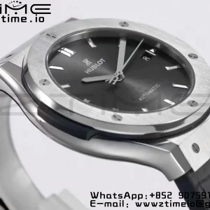 HUBLOT Classic Fusion 45mm 511.NX.7071.LR Titanium WWF 1:1 Best Edition Gray Dial on Gray Gummy Strap A2892 - Super Clone Watch | 1:1 Best Version