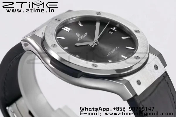HUBLOT Classic Fusion 45mm 511.NX.7071.LR Titanium WWF 1:1 Best Edition Gray Dial on Gray Gummy Strap A2892 - Super Clone Watch | 1:1 Best Version