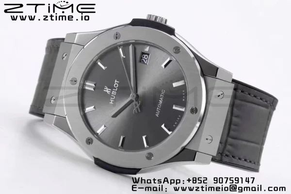 HUBLOT Classic Fusion 45mm 511.NX.7071.LR Titanium WWF 1:1 Best Edition Gray Dial on Gray Gummy Strap A2892 - Super Clone Watch | 1:1 Best Version