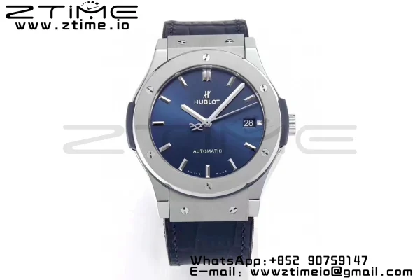 HUBLOT Classic Fusion 45mm 511.NX.7170.LR Titanium WWF 1:1 Best Edition Blue Dial on Blue Gummy Strap A2892 - Super Clone Watch | 1:1 Best Version