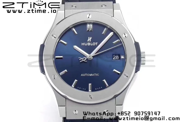 HUBLOT Classic Fusion 45mm 511.NX.7170.LR Titanium WWF 1:1 Best Edition Blue Dial on Blue Gummy Strap A2892 - Super Clone Watch | 1:1 Best Version