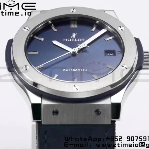 HUBLOT Classic Fusion 45mm 511.NX.7170.LR Titanium WWF 1:1 Best Edition Blue Dial on Blue Gummy Strap A2892 - Super Clone Watch | 1:1 Best Version