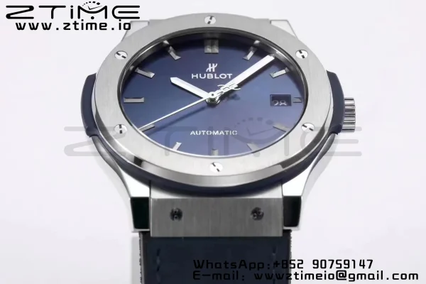 HUBLOT Classic Fusion 45mm 511.NX.7170.LR Titanium WWF 1:1 Best Edition Blue Dial on Blue Gummy Strap A2892 - Super Clone Watch | 1:1 Best Version