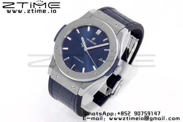 HUBLOT Classic Fusion 45mm 511.NX.7170.LR Titanium WWF 1:1 Best Edition Blue Dial on Blue Gummy Strap A2892 - Super Clone Watch | 1:1 Best Version