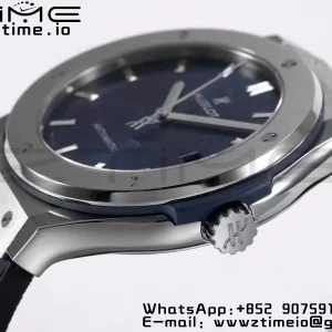 HUBLOT Classic Fusion 45mm 511.NX.7170.LR Titanium WWF 1:1 Best Edition Blue Dial on Blue Gummy Strap A2892 - Super Clone Watch | 1:1 Best Version