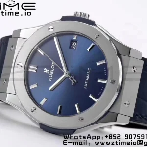 HUBLOT Classic Fusion 45mm 511.NX.7170.LR Titanium WWF 1:1 Best Edition Blue Dial on Blue Gummy Strap A2892 - Super Clone Watch | 1:1 Best Version