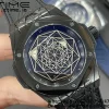 HUBLOT Big Bang Sang Bleu DLC Titanium 415.CX.1112.VR.MXM18 WWF 1:1 Best Edition Black Skeletonal Dial On Black Gummy Strap Asian HB1213 - Super Clone Watch | 1:1 Best Version