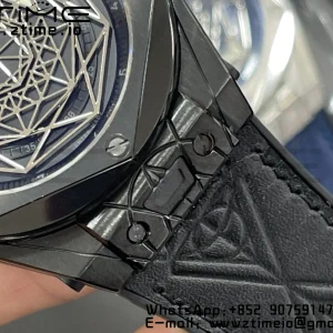 HUBLOT Big Bang Sang Bleu DLC Titanium 415.CX.1112.VR.MXM18 WWF 1:1 Best Edition Black Skeletonal Dial On Black Gummy Strap Asian HB1213 - Super Clone Watch | 1:1 Best Version