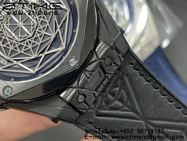 HUBLOT Big Bang Sang Bleu DLC Titanium 415.CX.1112.VR.MXM18 WWF 1:1 Best Edition Black Skeletonal Dial On Black Gummy Strap Asian HB1213 - Super Clone Watch | 1:1 Best Version
