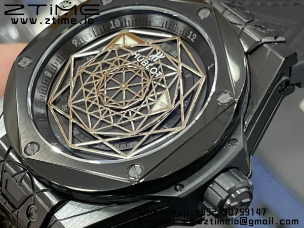 HUBLOT Big Bang Sang Bleu DLC Titanium 415.CX.1112.VR.MXM18 WWF 1:1 Best Edition Black Skeletonal Dial On Black Gummy Strap Asian HB1213 - Super Clone Watch | 1:1 Best Version