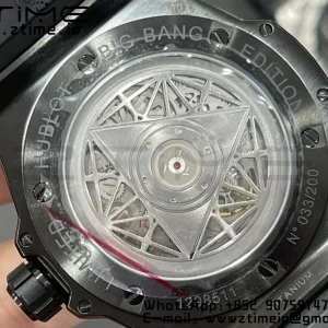 HUBLOT Big Bang Sang Bleu DLC Titanium 415.CX.1112.VR.MXM18 WWF 1:1 Best Edition Black Skeletonal Dial On Black Gummy Strap Asian HB1213 - Super Clone Watch | 1:1 Best Version