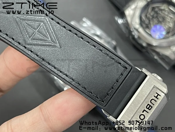 HUBLOT Big Bang Sang Bleu DLC Titanium 415.CX.1112.VR.MXM18 WWF 1:1 Best Edition Black Skeletonal Dial On Black Gummy Strap Asian HB1213 - Super Clone Watch | 1:1 Best Version