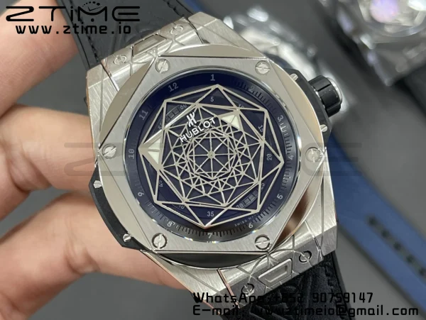HUBLOT Big Bang Sang Bleu Titanium 415.NX.1112.VR.MXM16 WWF 1:1 Best Edition Black Skeletonal Dial On Black Gummy Strap Asian HB1213 - Super Clone Watch | 1:1 Best Version