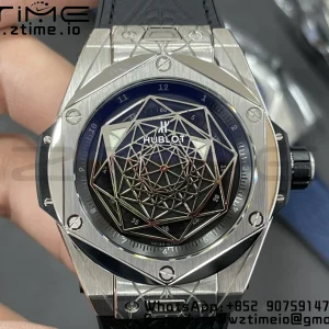 HUBLOT Big Bang Sang Bleu Titanium 415.NX.1112.VR.MXM16 WWF 1:1 Best Edition Black Skeletonal Dial On Black Gummy Strap Asian HB1213 - Super Clone Watch | 1:1 Best Version