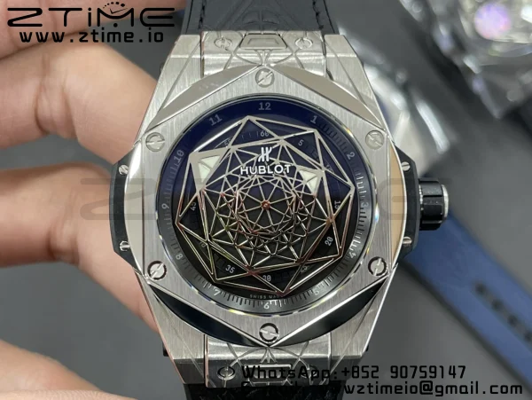 HUBLOT Big Bang Sang Bleu Titanium 415.NX.1112.VR.MXM16 WWF 1:1 Best Edition Black Skeletonal Dial On Black Gummy Strap Asian HB1213 - Super Clone Watch | 1:1 Best Version