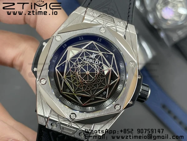 HUBLOT Big Bang Sang Bleu Titanium 415.NX.1112.VR.MXM16 WWF 1:1 Best Edition Black Skeletonal Dial On Black Gummy Strap Asian HB1213 - Super Clone Watch | 1:1 Best Version