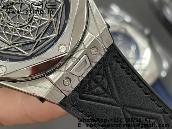 HUBLOT Big Bang Sang Bleu Titanium 415.NX.1112.VR.MXM16 WWF 1:1 Best Edition Black Skeletonal Dial On Black Gummy Strap Asian HB1213 - Super Clone Watch | 1:1 Best Version