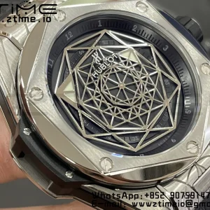 HUBLOT Big Bang Sang Bleu Titanium 415.NX.1112.VR.MXM16 WWF 1:1 Best Edition Black Skeletonal Dial On Black Gummy Strap Asian HB1213 - Super Clone Watch | 1:1 Best Version