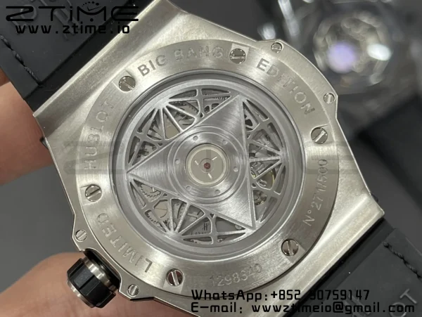 HUBLOT Big Bang Sang Bleu Titanium 415.NX.1112.VR.MXM16 WWF 1:1 Best Edition Black Skeletonal Dial On Black Gummy Strap Asian HB1213 - Super Clone Watch | 1:1 Best Version