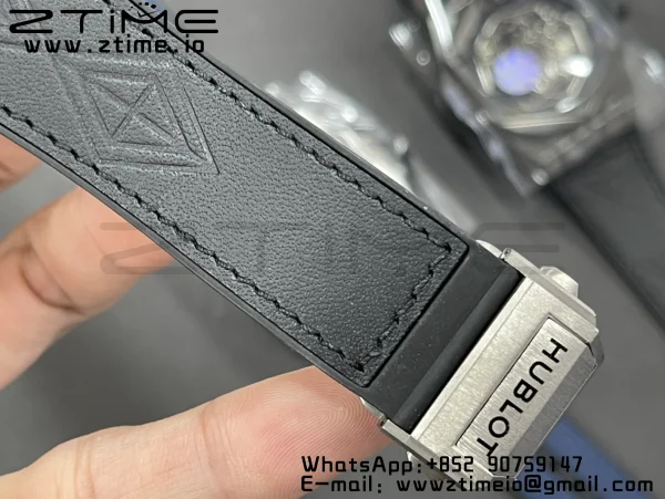 HUBLOT Big Bang Sang Bleu Titanium 415.NX.1112.VR.MXM16 WWF 1:1 Best Edition Black Skeletonal Dial On Black Gummy Strap Asian HB1213 - Super Clone Watch | 1:1 Best Version